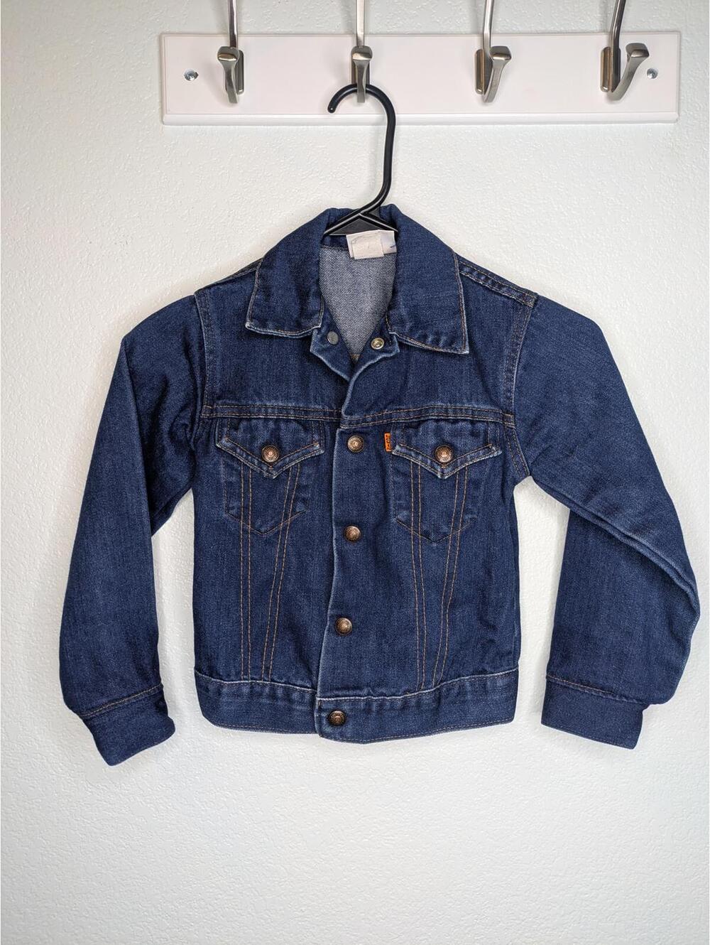 Vintage Little Levi's Denim Jacket Size 7 Orange Tab Made in USA